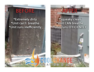Before and after cleaning Raleigh air conditioner