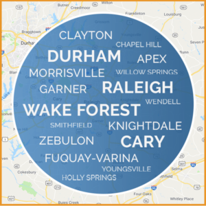 Cool Change's heating & air conditioning service area covers Raleigh, Cary, Wake Forest and surrounding cities
