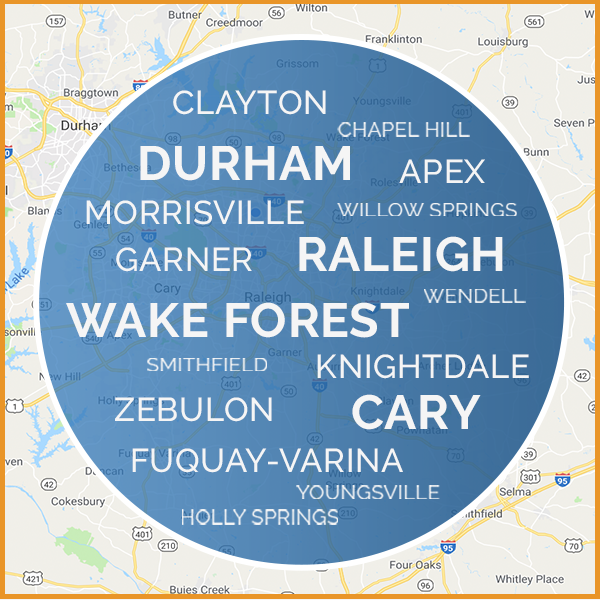 Greater Raleigh HVAC Service Area Map