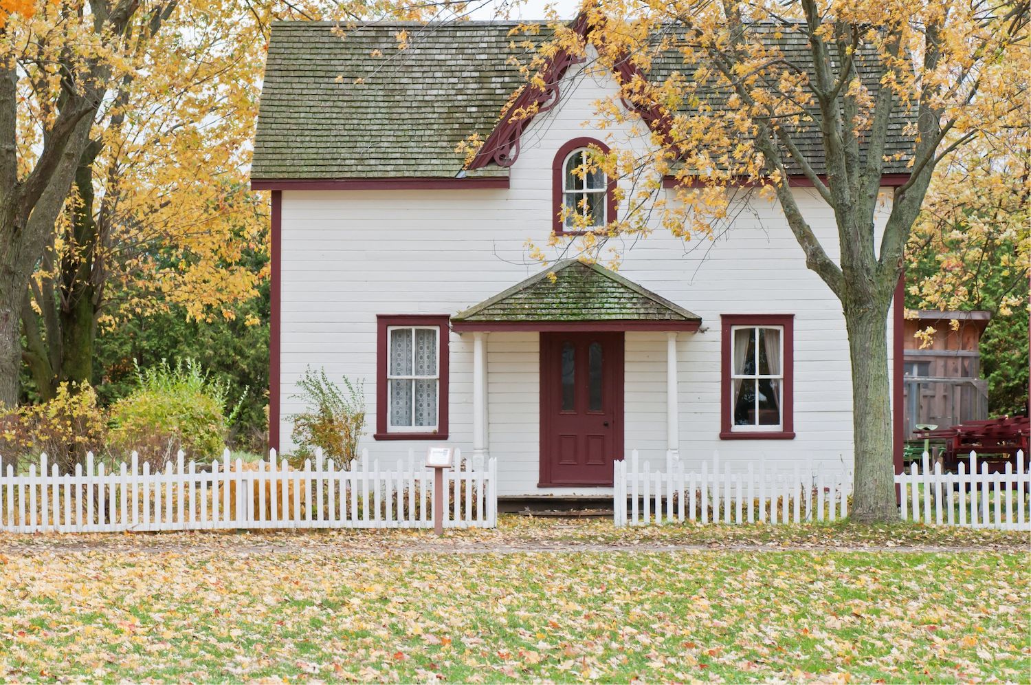 House in the fall as a reminder that it's time for furnace maintenance
